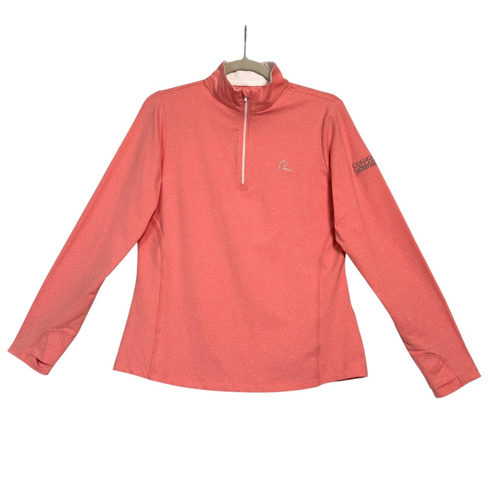 Rhoback Quarter Zip Pullover M Performance Heather Coral Pink Corporate Logo